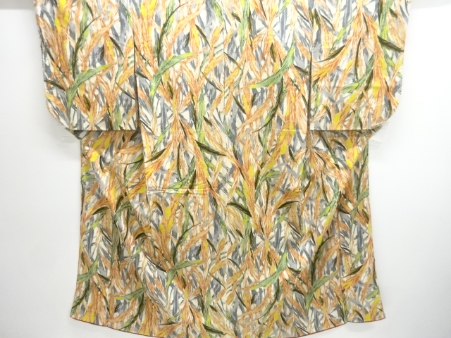 JAPANESE KIMONO / ANTIQUE KIMONO / TAISHO ROMAN STYLE / WOVEN LEAVES